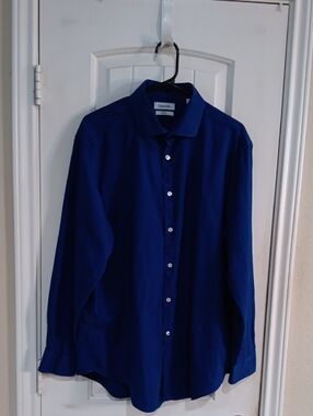 Calvin Klein Slim Fit Dress Shirt Blue 17 32/33 XL